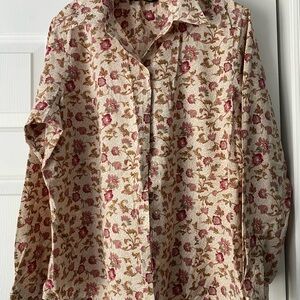 Eddie Bauer Pink and Tan Floral Shirt